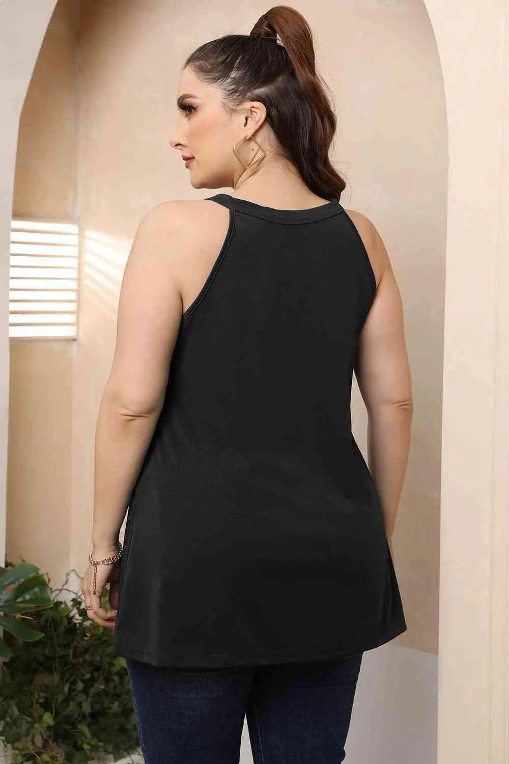 Plus Size Halter Neck Cutout Sleeveless Dress - Bona Fide Fashion