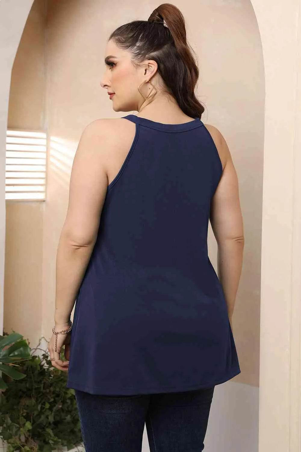 Plus Size Halter Neck Cutout Sleeveless Dress - Bona Fide Fashion