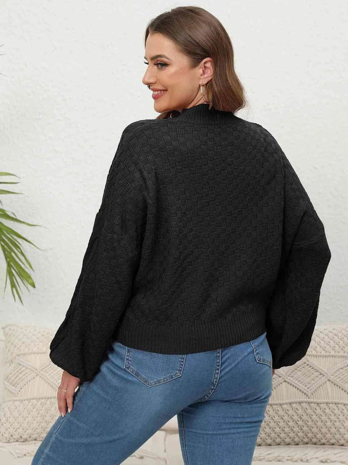 Plus Size Mock Neck Cable Knit Long Sleeve Sweater - Bona Fide Fashion