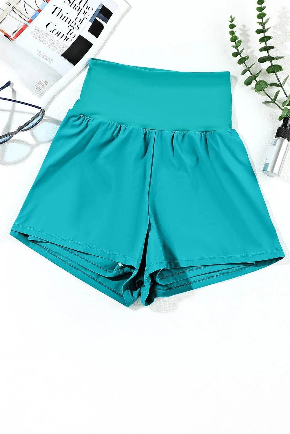 Pocketed High Waist Swim Shorts - Bona Fide Fashion