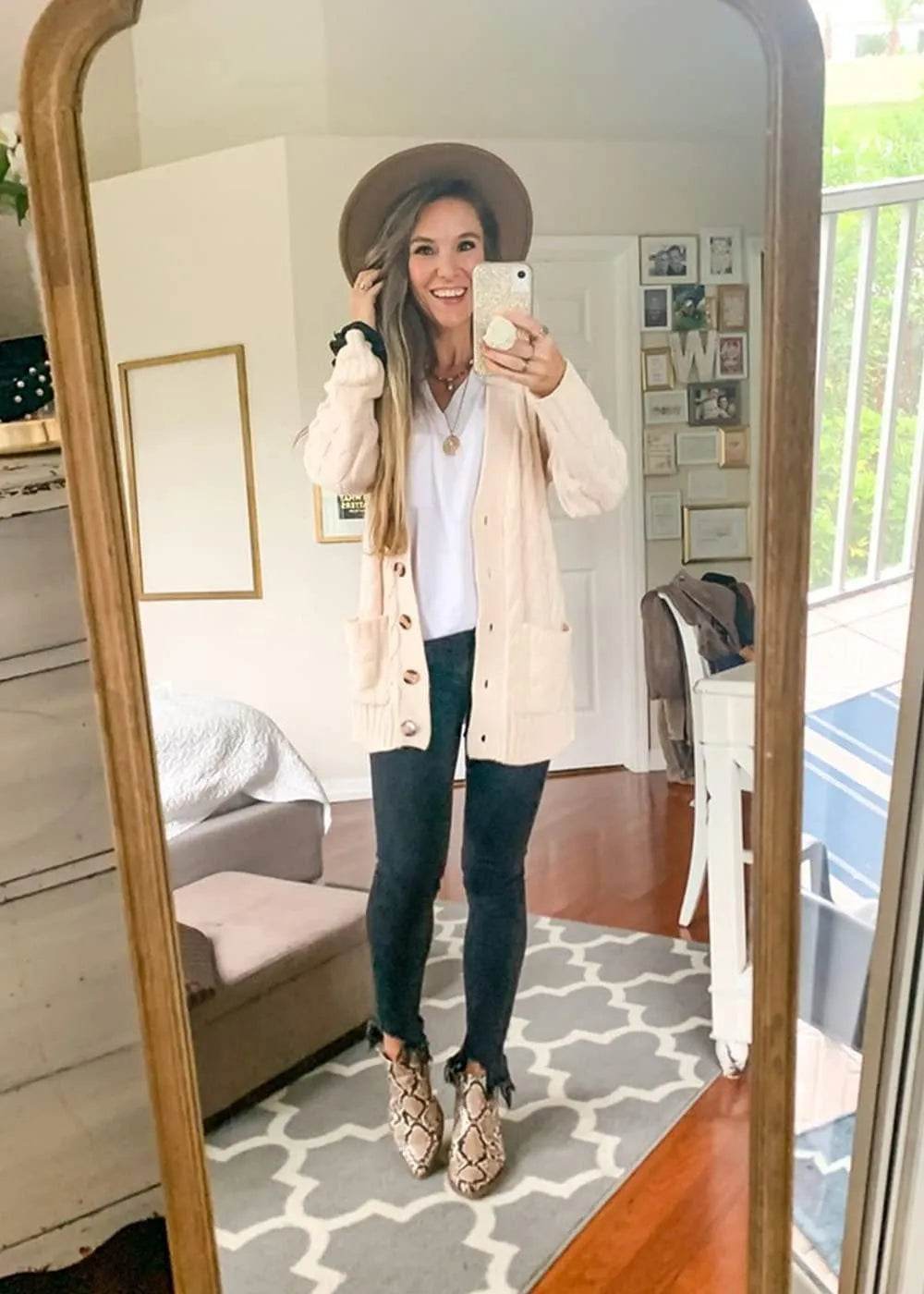 PRETTYGARDEN Women's Open Front Cardigan Sweaters Fashion Button Down Cable Knit Chunky Outwear Coats (Beige,Large) - Bona Fide Fashion