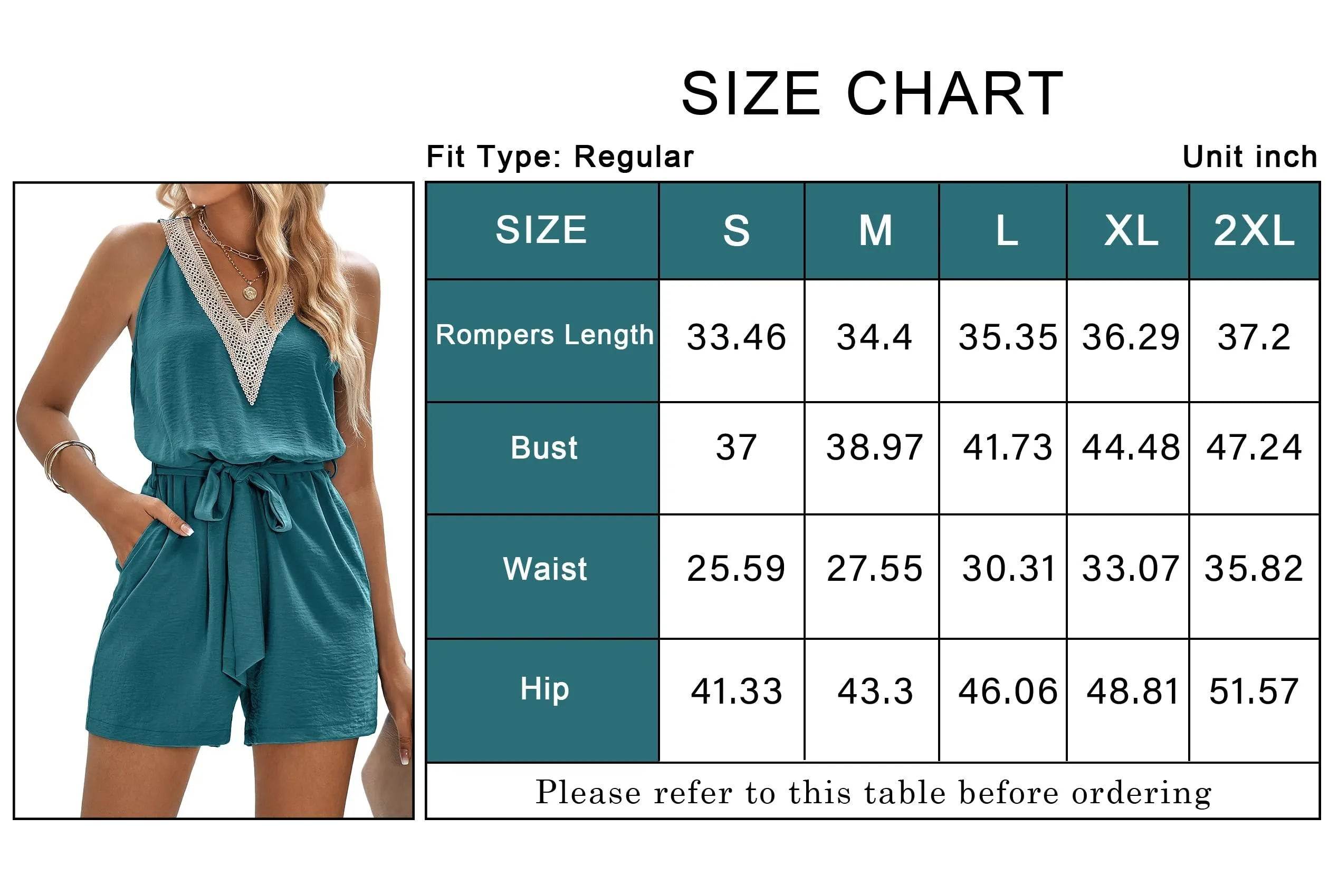 PRETTYGARDEN Women's Summer Sexy V Neck Romper 2024 Fashion Sleeveless Casual Waist Tie Short Jumpsuit With Pocket (Lake Blue, Small) - Bona Fide Fashion
