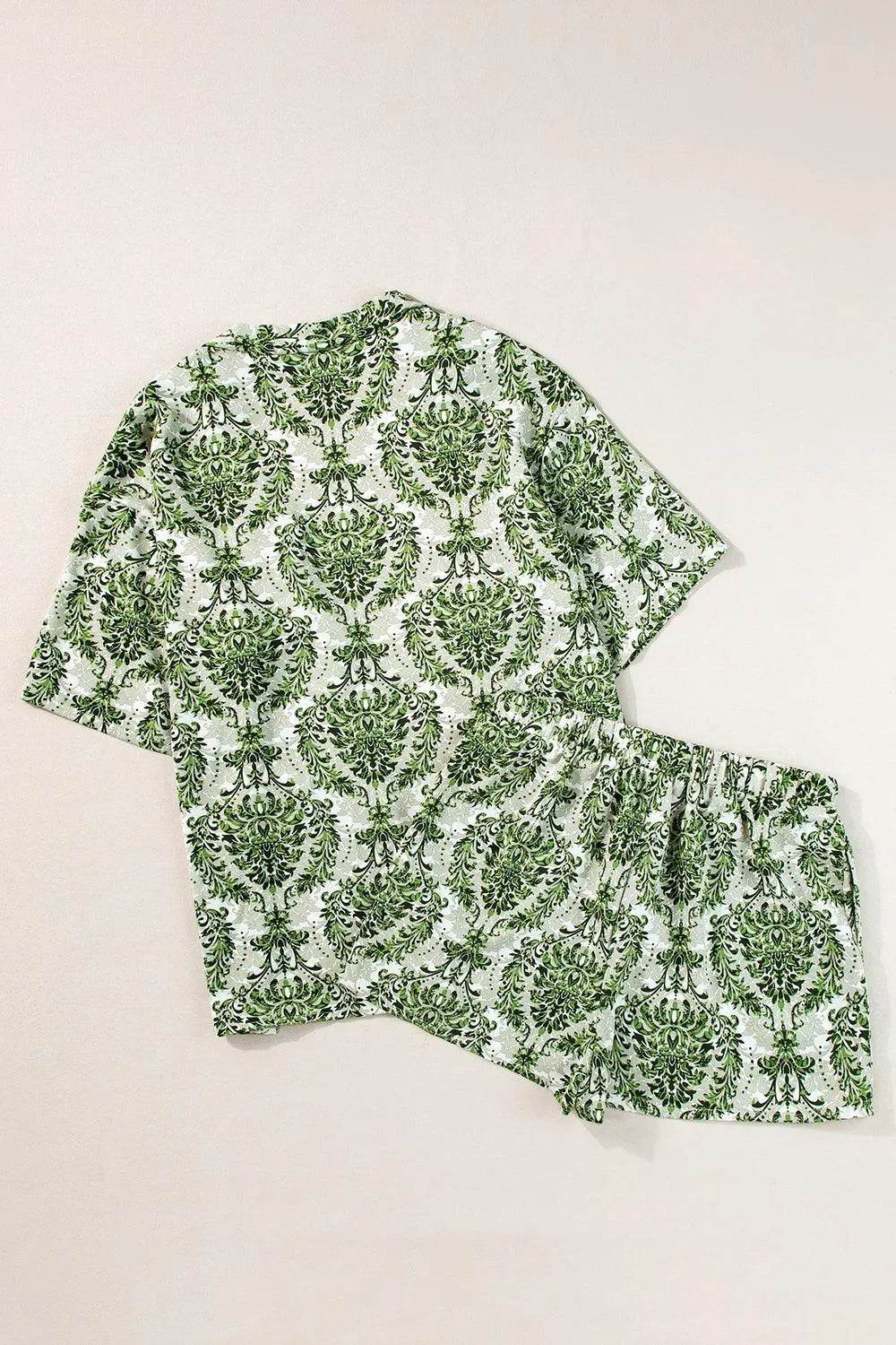 Printed Open Front Top and Bottom Set - Bona Fide Fashion