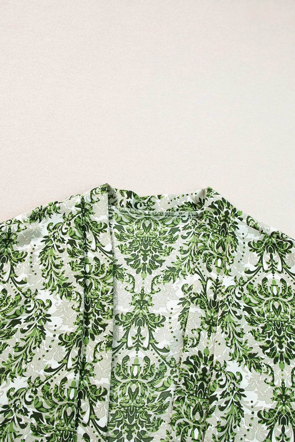 Printed Open Front Top and Bottom Set - Bona Fide Fashion