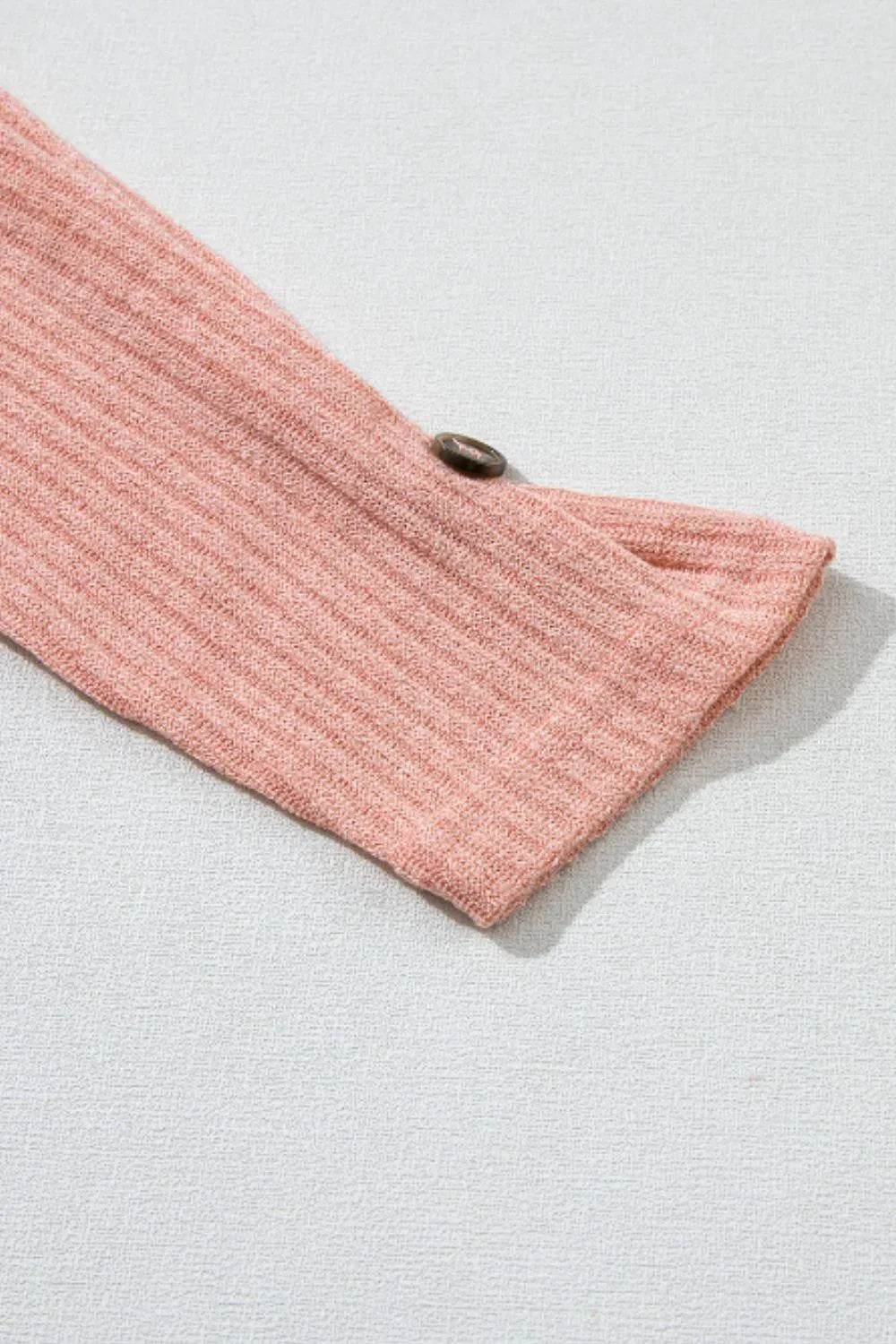 Quarter Button Round Neck Dropped Shoulder Knit Top - Bona Fide Fashion