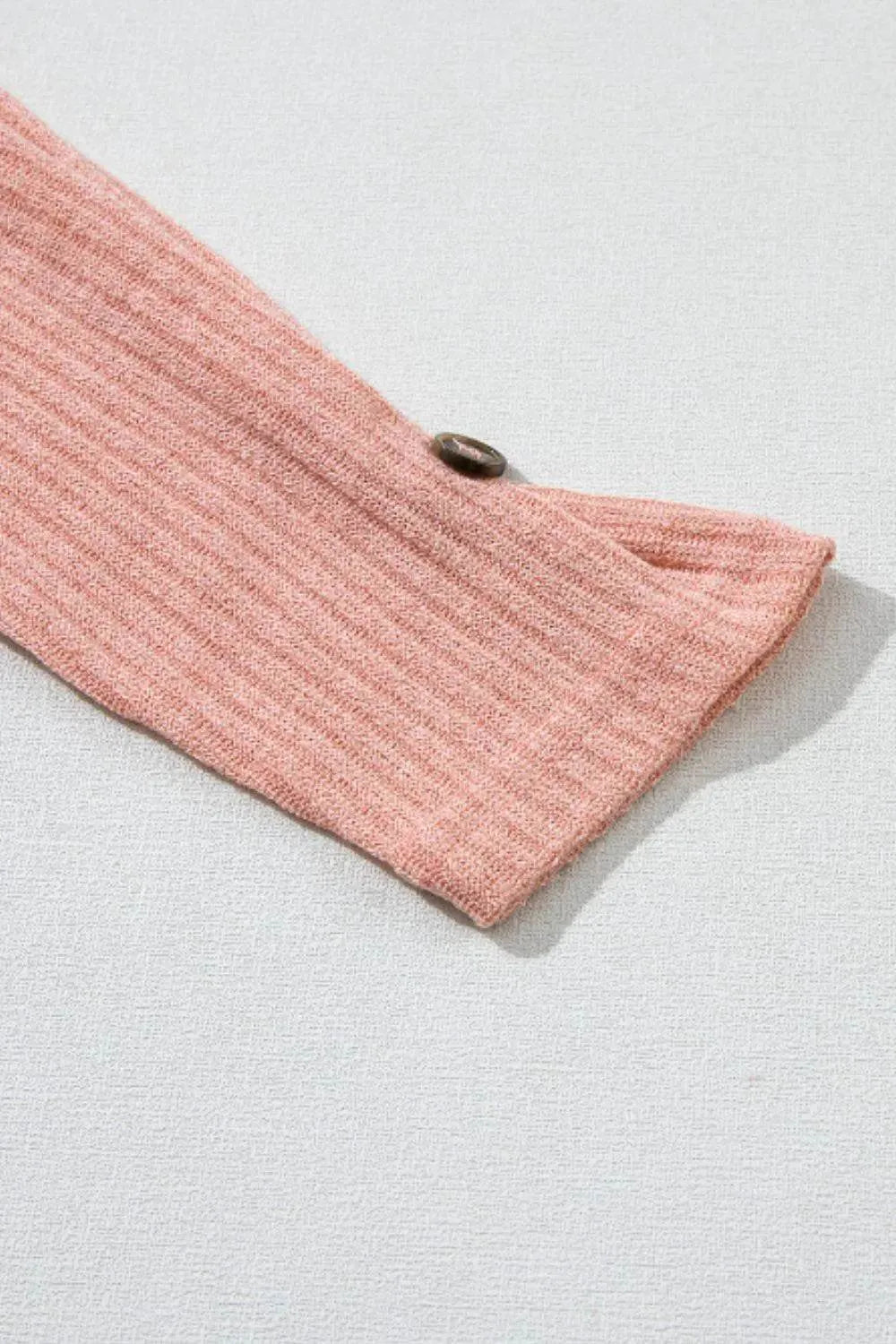 Quarter Button Round Neck Dropped Shoulder Knit Top - Bona Fide Fashion