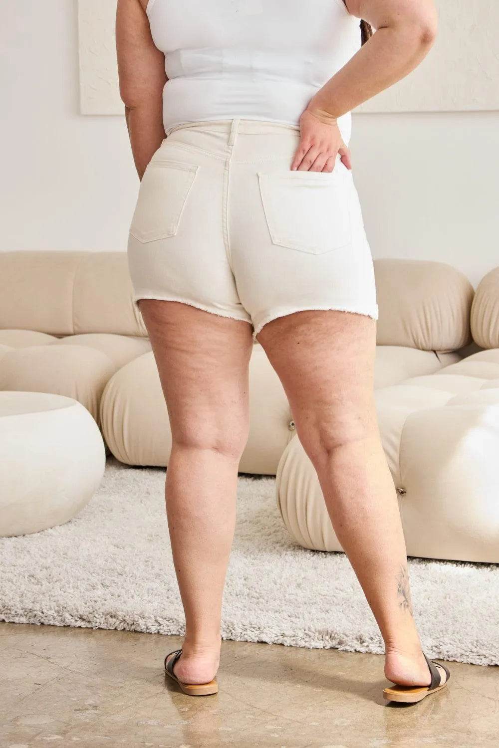 Bona Fide Fashion - Full Size Tummy Control High Waist Denim Shorts - Women Fashion - Bona Fide Fashion