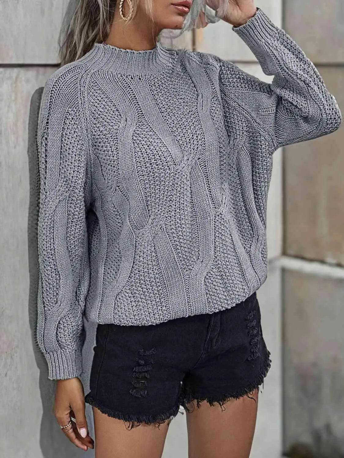Rib-Knit Mock Neck Sweater - Bona Fide Fashion