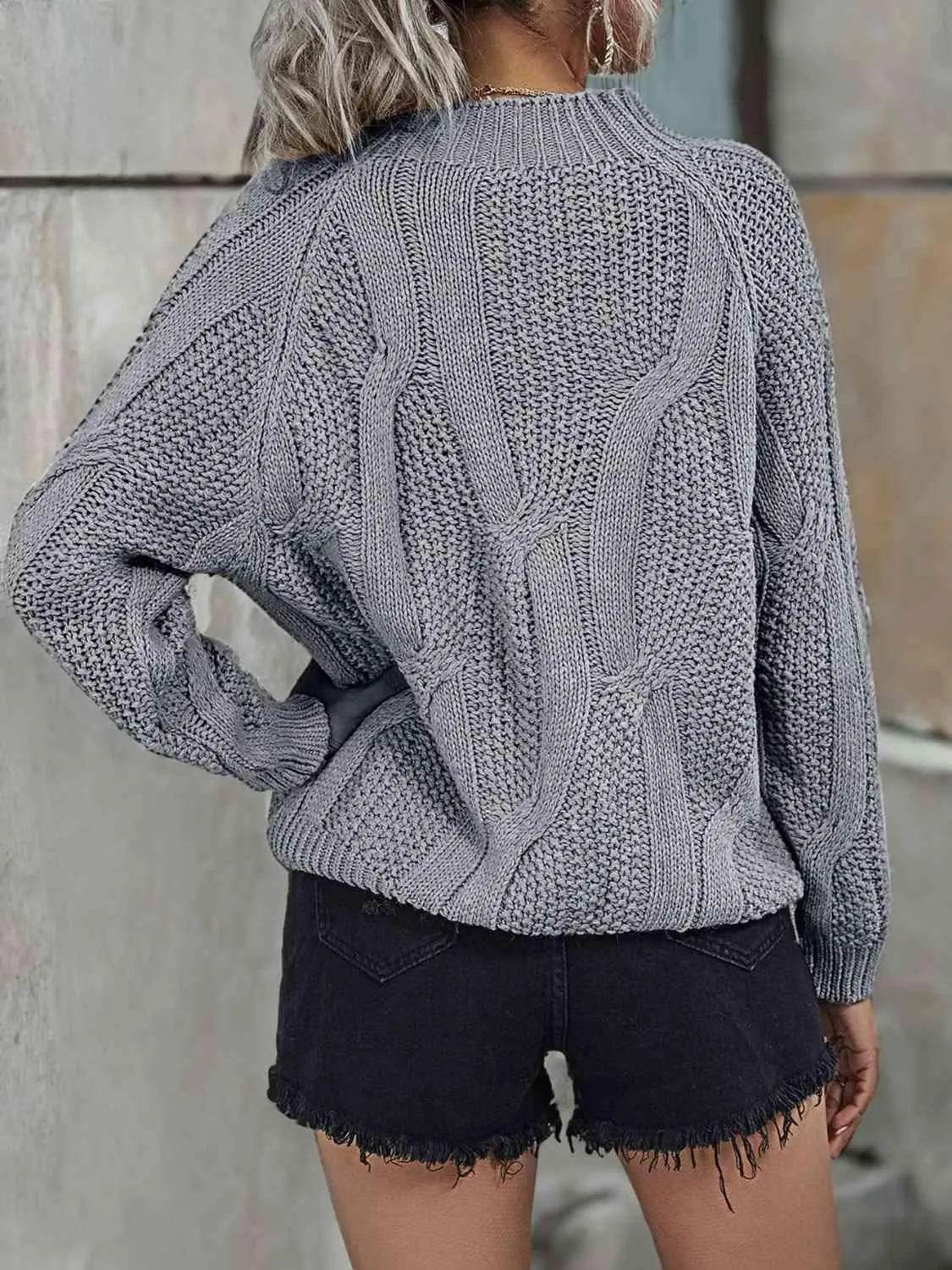 Rib-Knit Mock Neck Sweater - Bona Fide Fashion