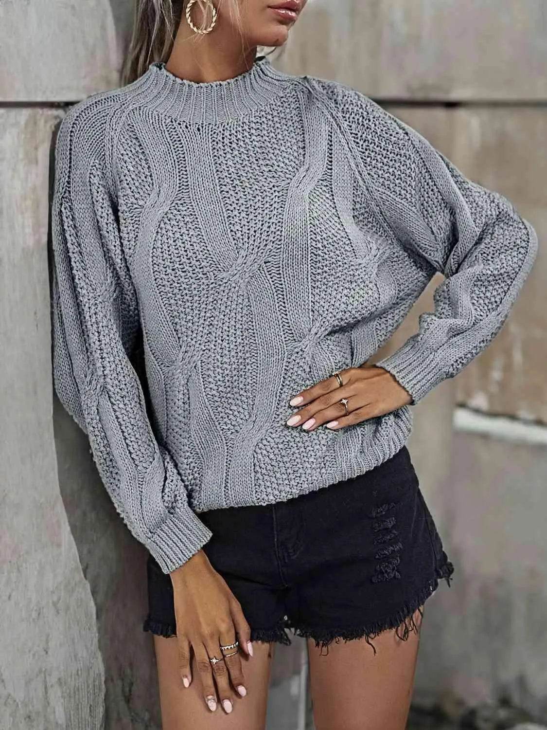 Rib-Knit Mock Neck Sweater - Bona Fide Fashion
