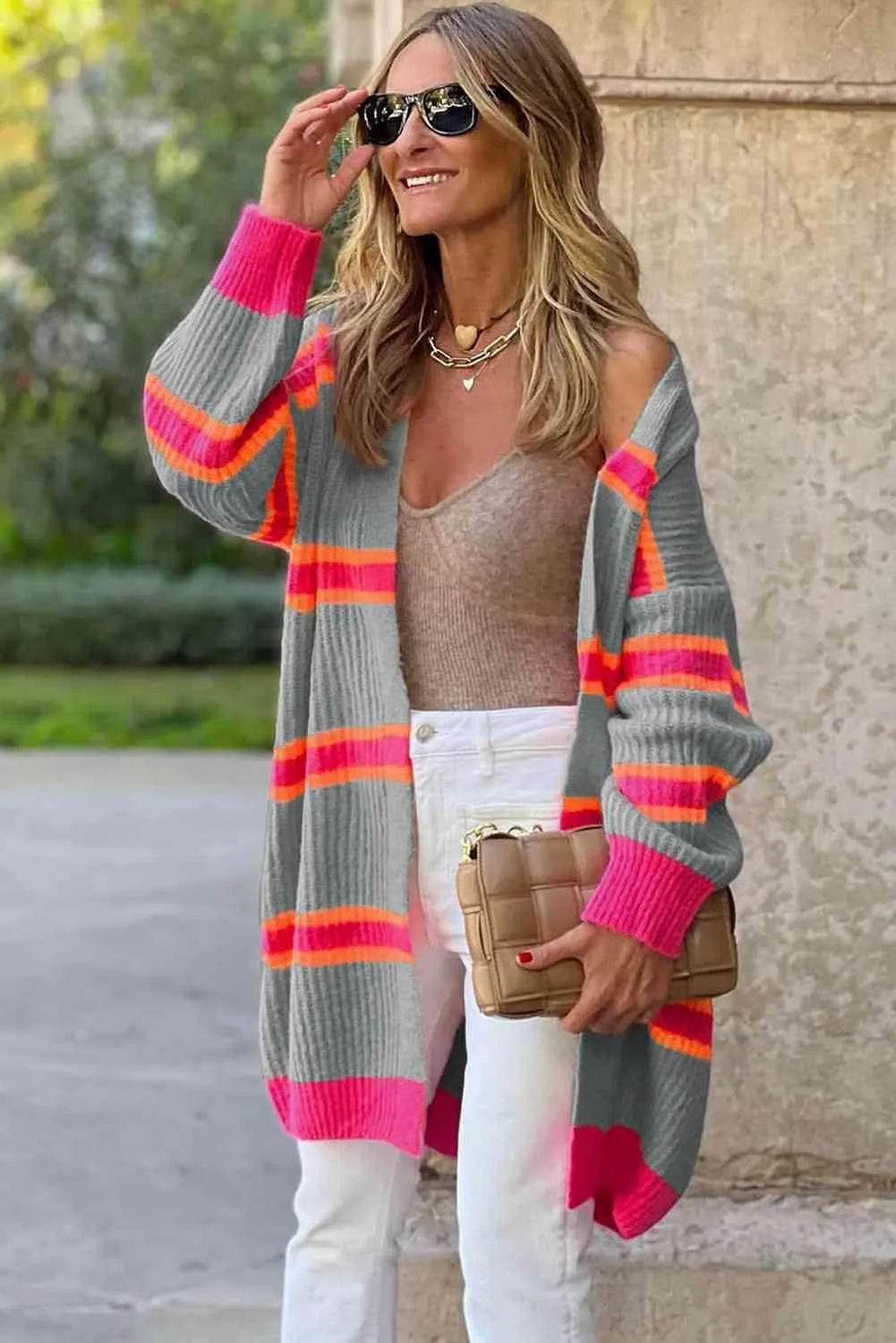 Ribbed Long Sleeve Cardigan - Bona Fide Fashion