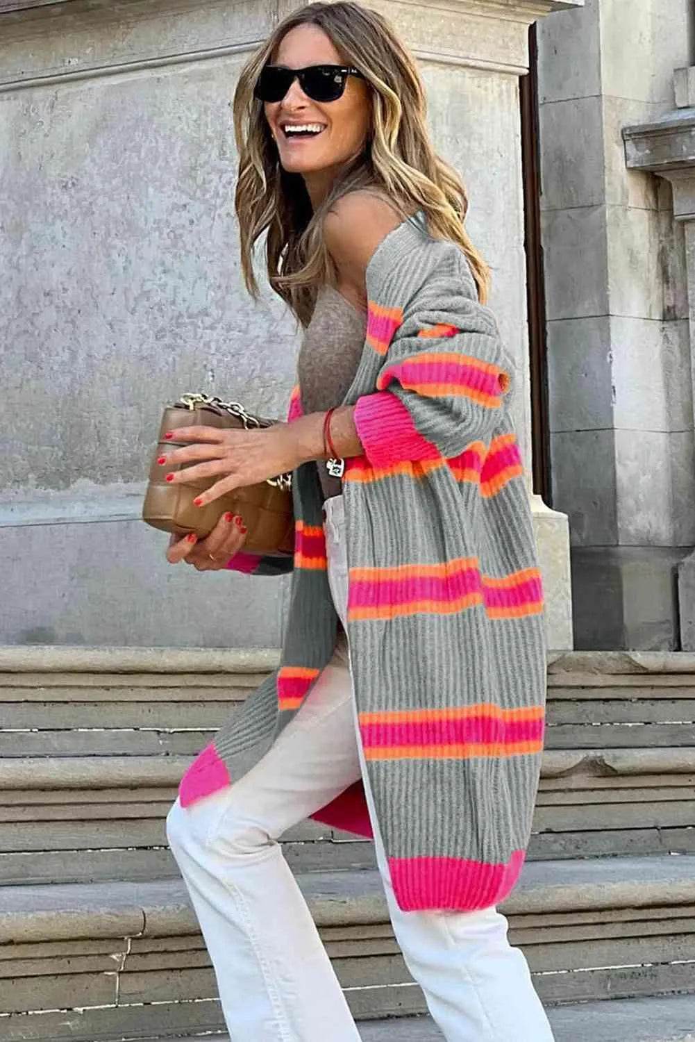 Ribbed Long Sleeve Cardigan - Bona Fide Fashion