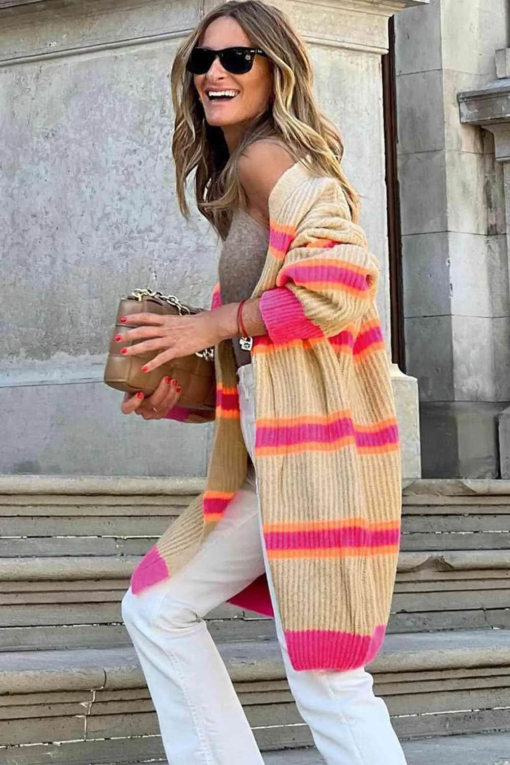 Ribbed Long Sleeve Cardigan - Bona Fide Fashion