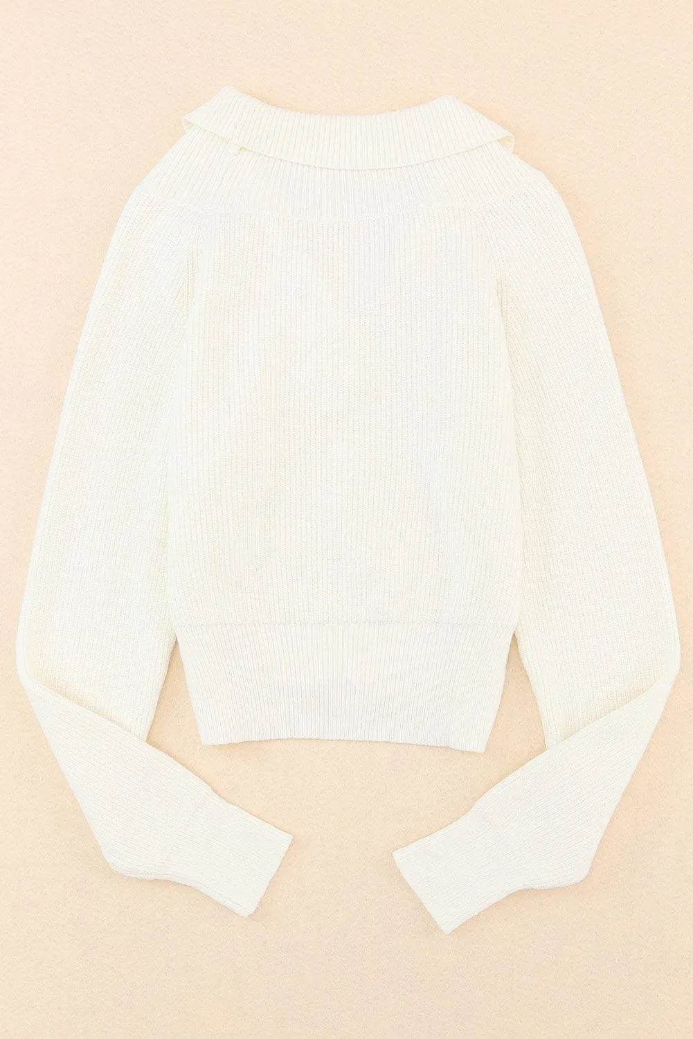 Ribbed Surplice Long Sleeve Sweater - Bona Fide Fashion