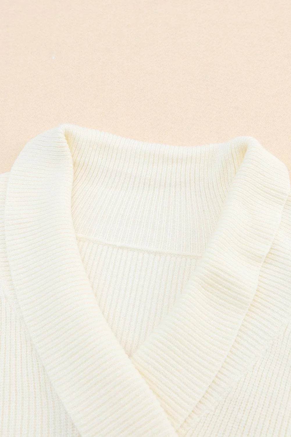 Ribbed Surplice Long Sleeve Sweater - Bona Fide Fashion