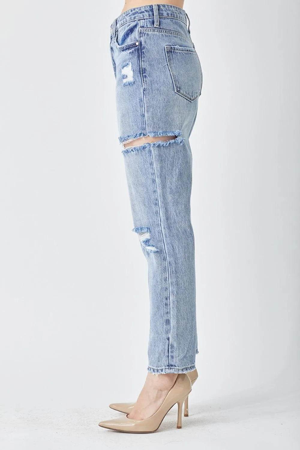 RISEN Distressed Slim Cropped Jeans - Bona Fide Fashion