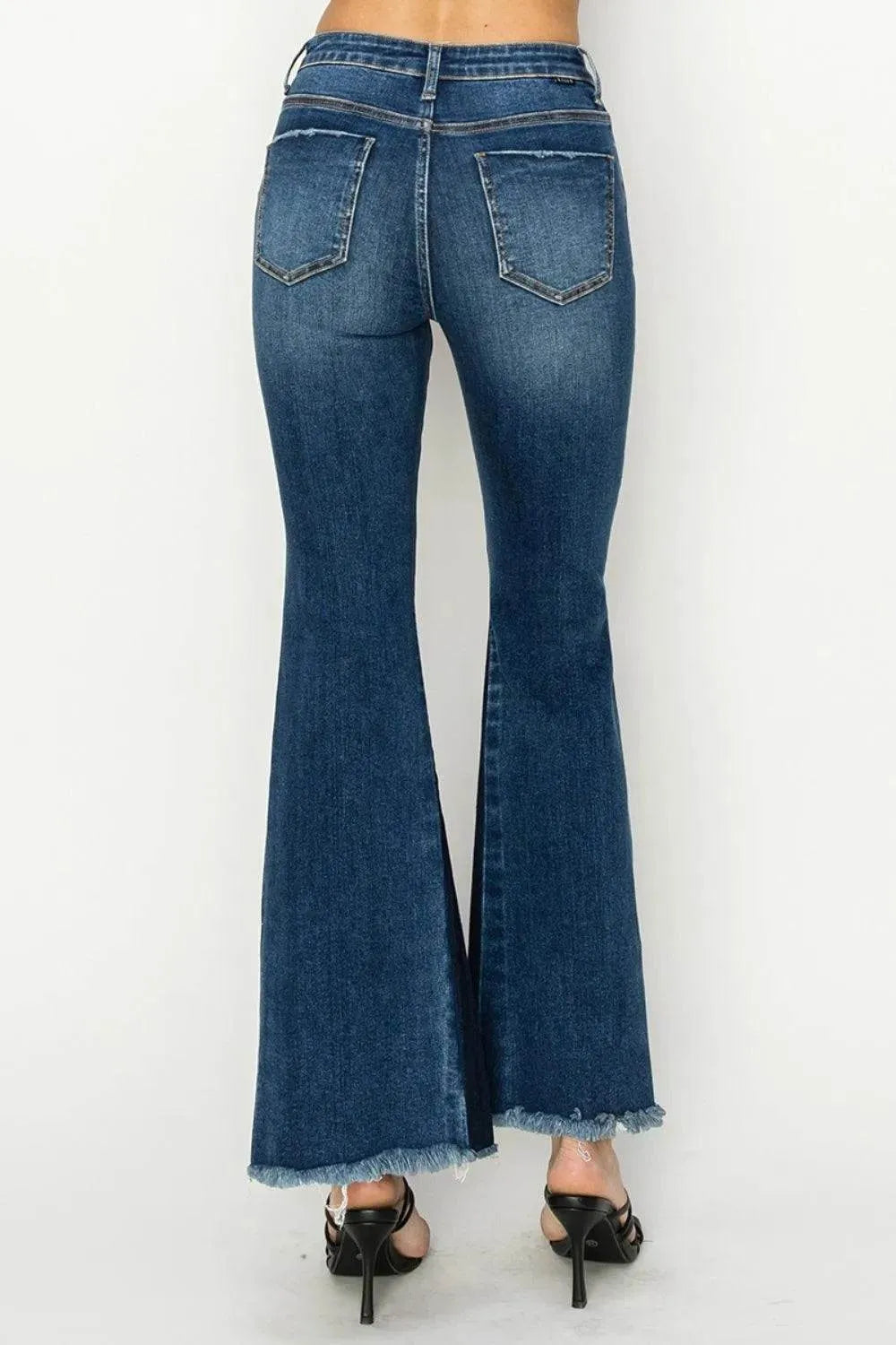 RISEN Full Size High Rise Side Shadow Seam Detail Slit Flare Jeans - Bona Fide Fashion