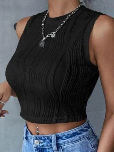 Round Neck Cropped Tank - Bona Fide Fashion
