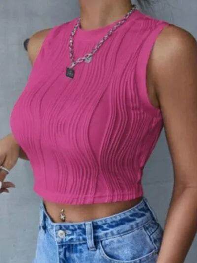 Round Neck Cropped Tank - Bona Fide Fashion