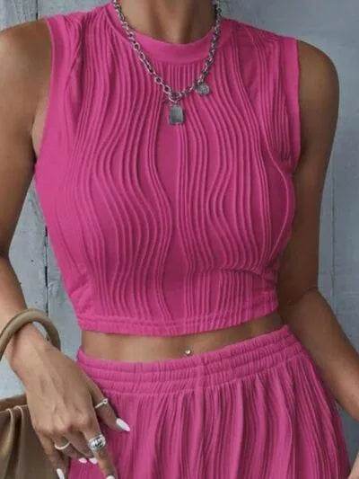 Round Neck Cropped Tank - Bona Fide Fashion
