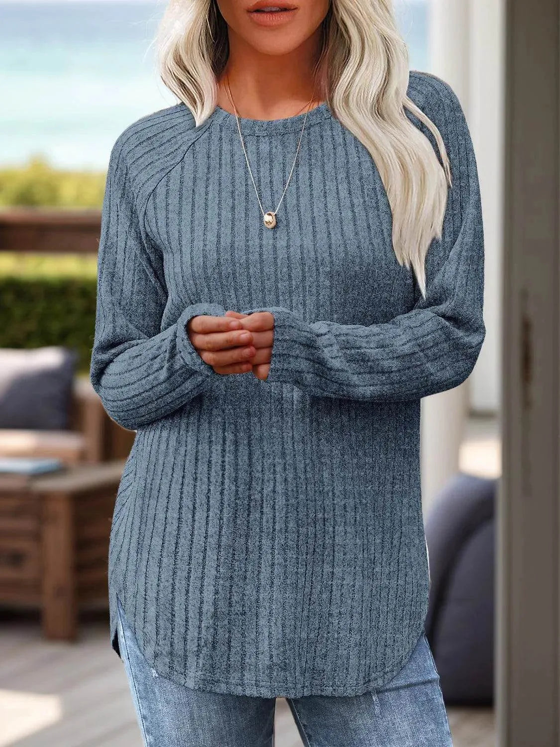 Round Neck Raglan Sleeve T-Shirt - Bona Fide Fashion