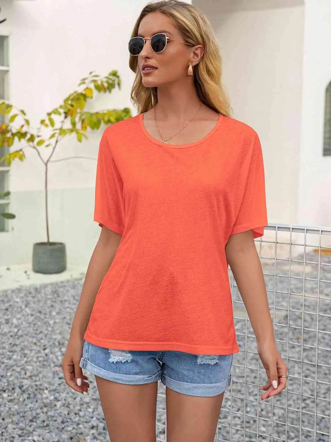 Round Neck Short Sleeve Top – Classic Everyday T-Shirt for Women - Bona Fide Fashion