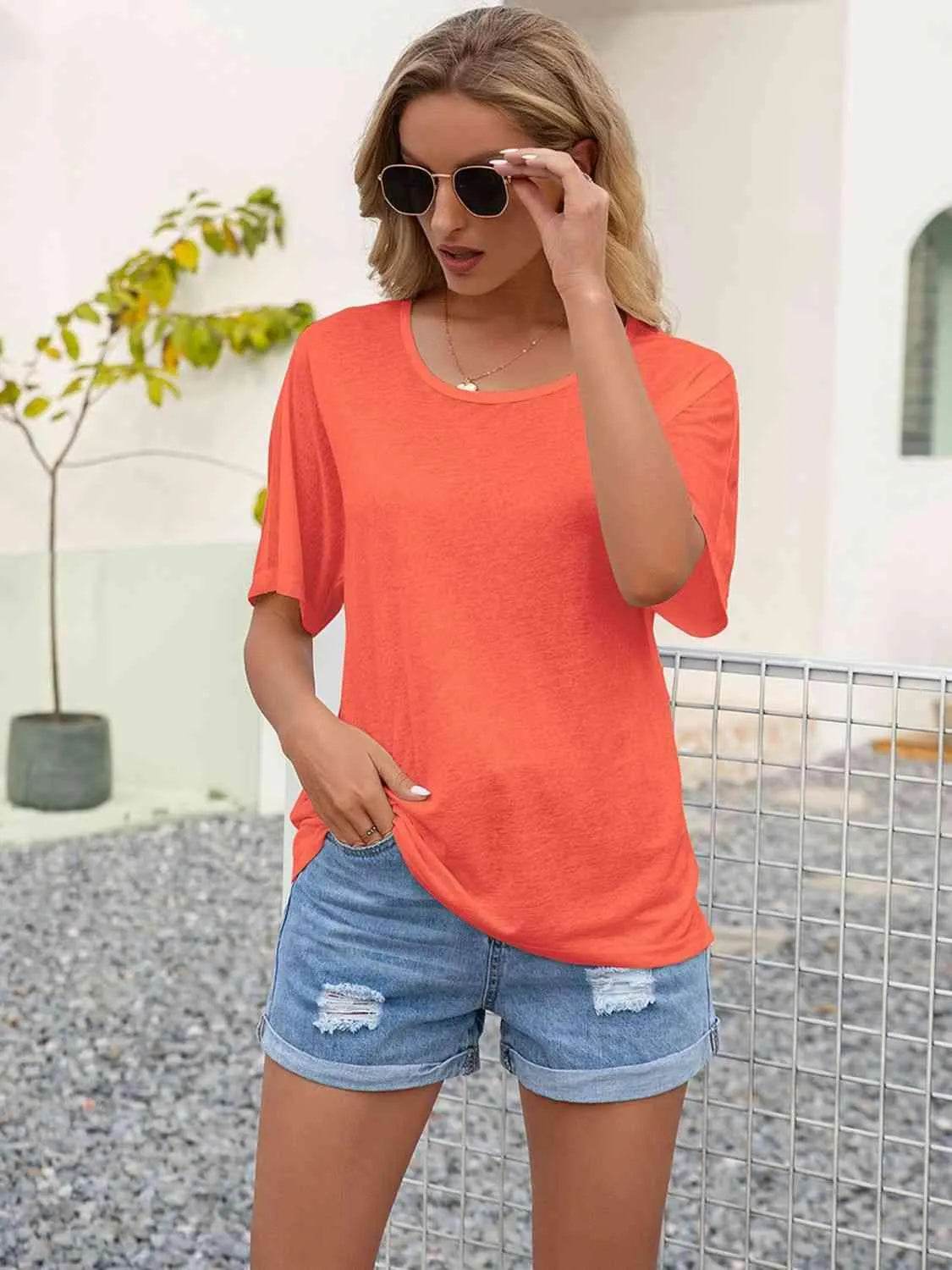Round Neck Short Sleeve Top – Classic Everyday T-Shirt for Women - Bona Fide Fashion