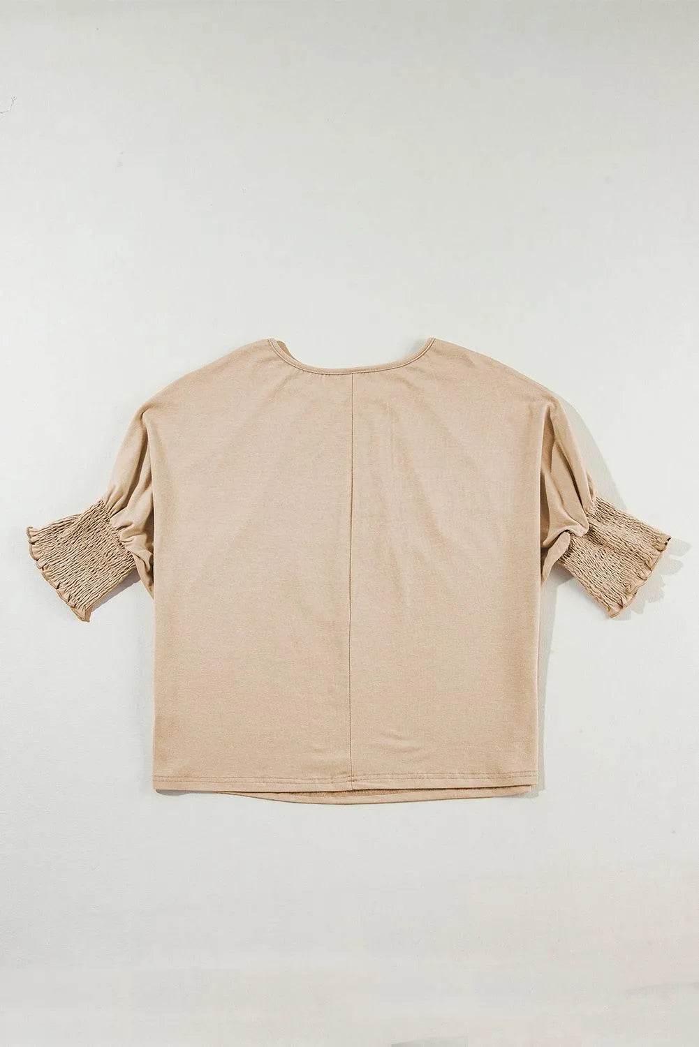Round Neck Smocked Half Sleeve Top – Feminine & Flowy Blouse for Women - Bona Fide Fashion