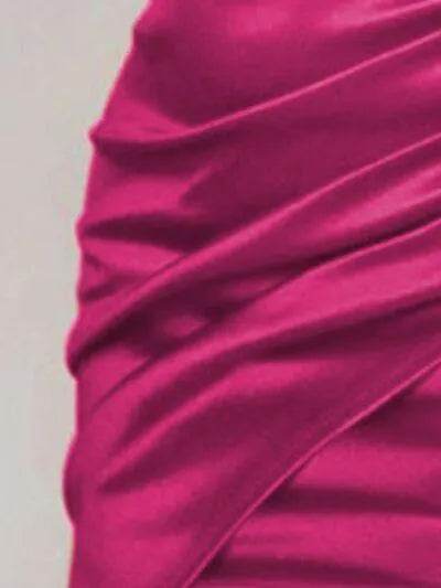 Ruched Spaghetti strap Wrap Dress - Bona Fide Fashion