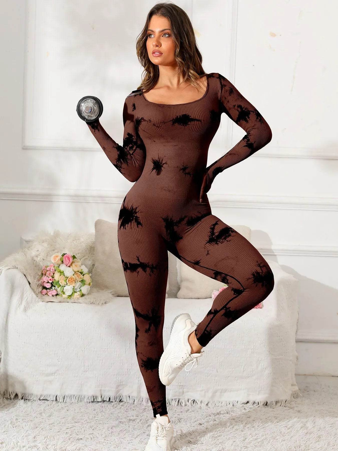 Scoop Neck Long Sleeve Active Jumpsuit - Bona Fide Fashion