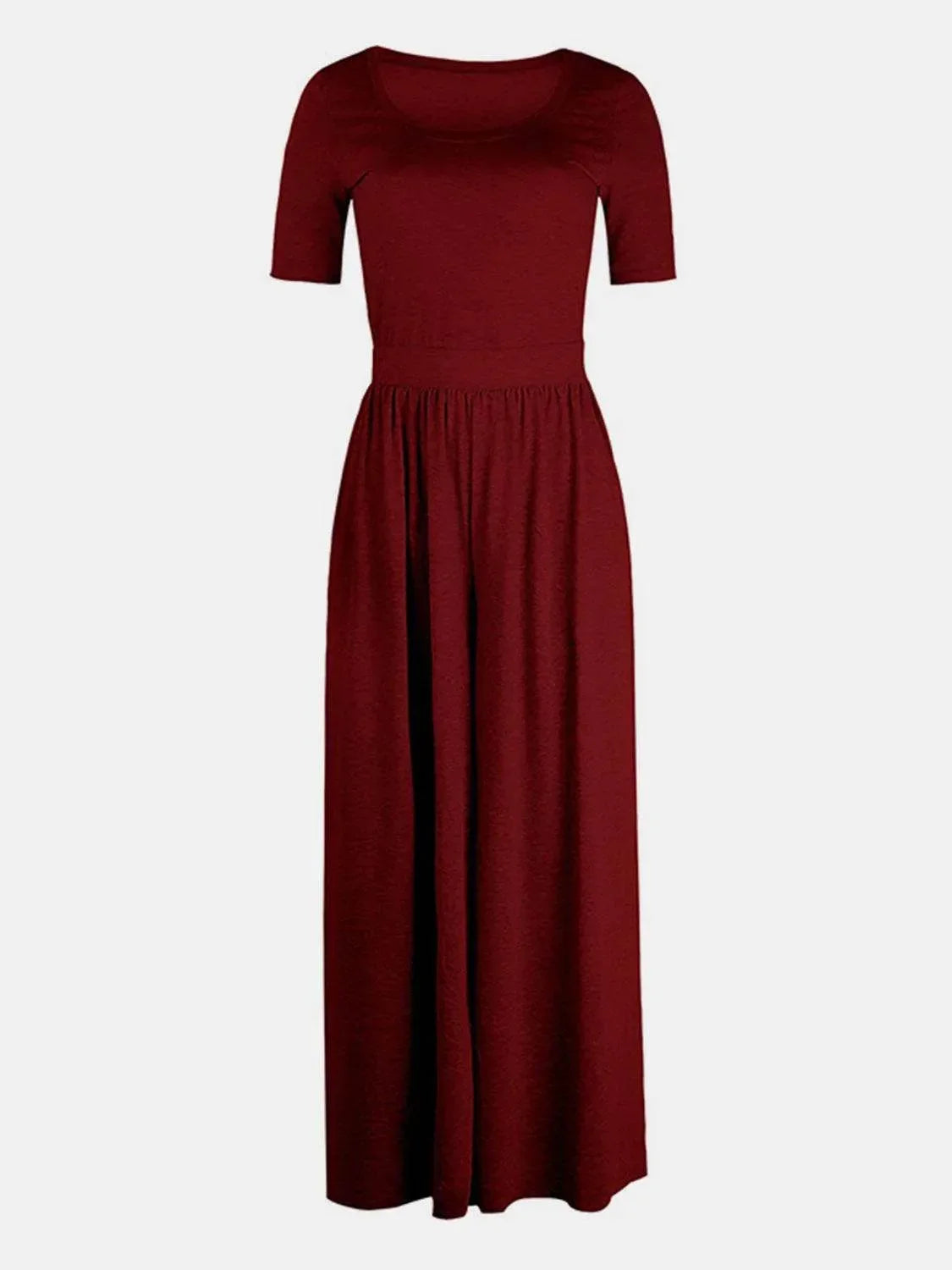 Scoop Neck Short Sleeve Jumpsuit - Bona Fide Fashion