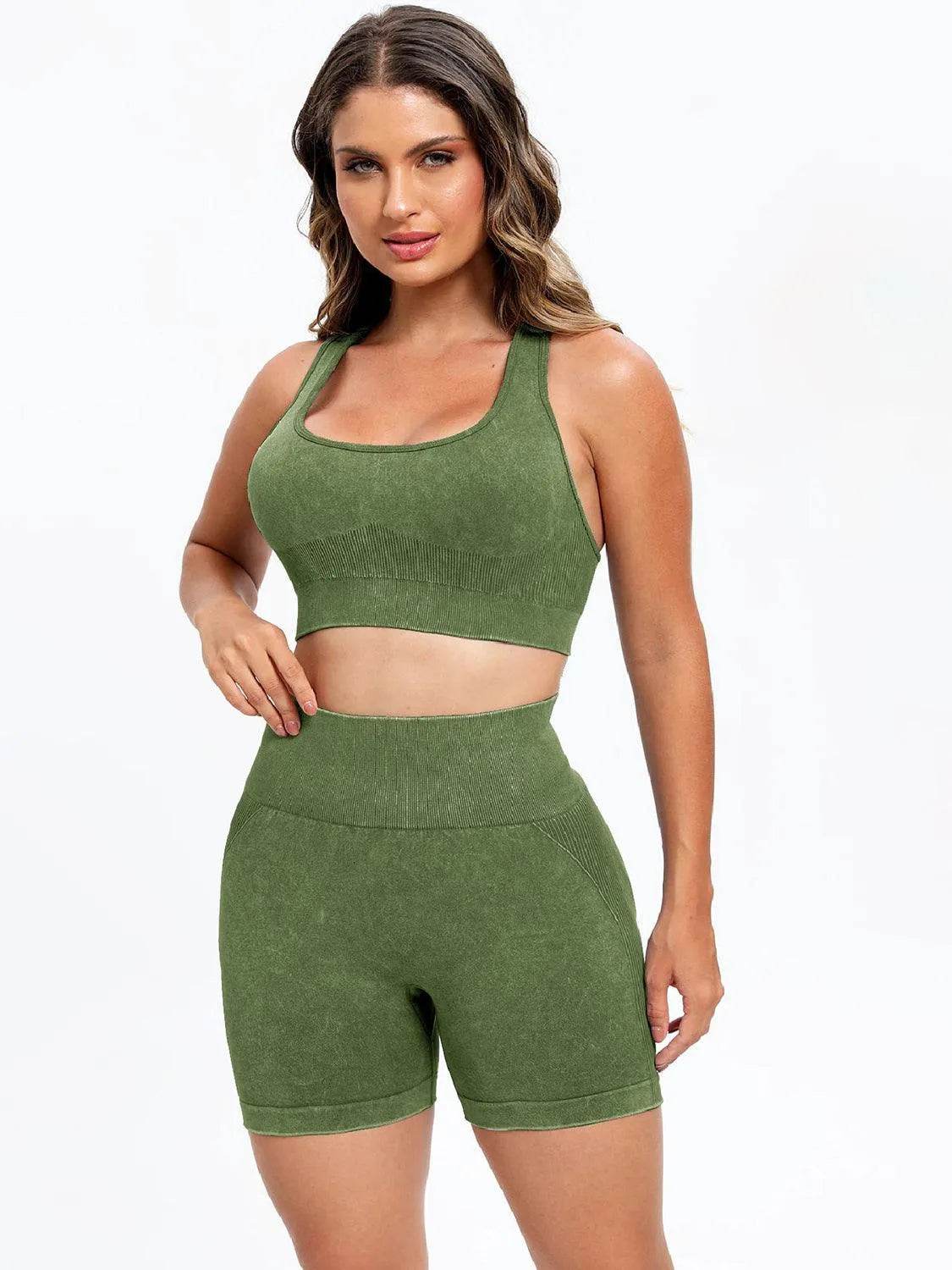 Scoop Neck Wide Strap Top and Shorts Active Set - Bona Fide Fashion