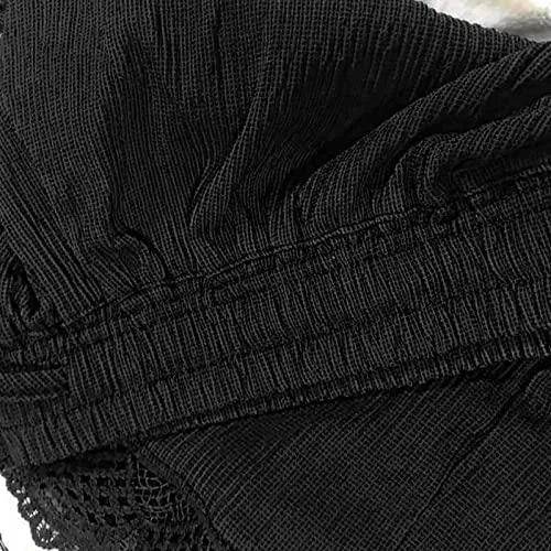 Senior Deals of The Day Shorts for Women Casual Elastic Waist Drawstring Yoga Lounge Shorts Comfy Stretch Lace Trim Summer Beach Linen Ruffle Shorts - Bona Fide Fashion