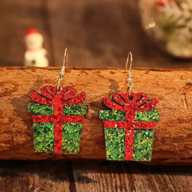 Sequin Gift Box PU Leather Earrings - Bona Fide Fashion