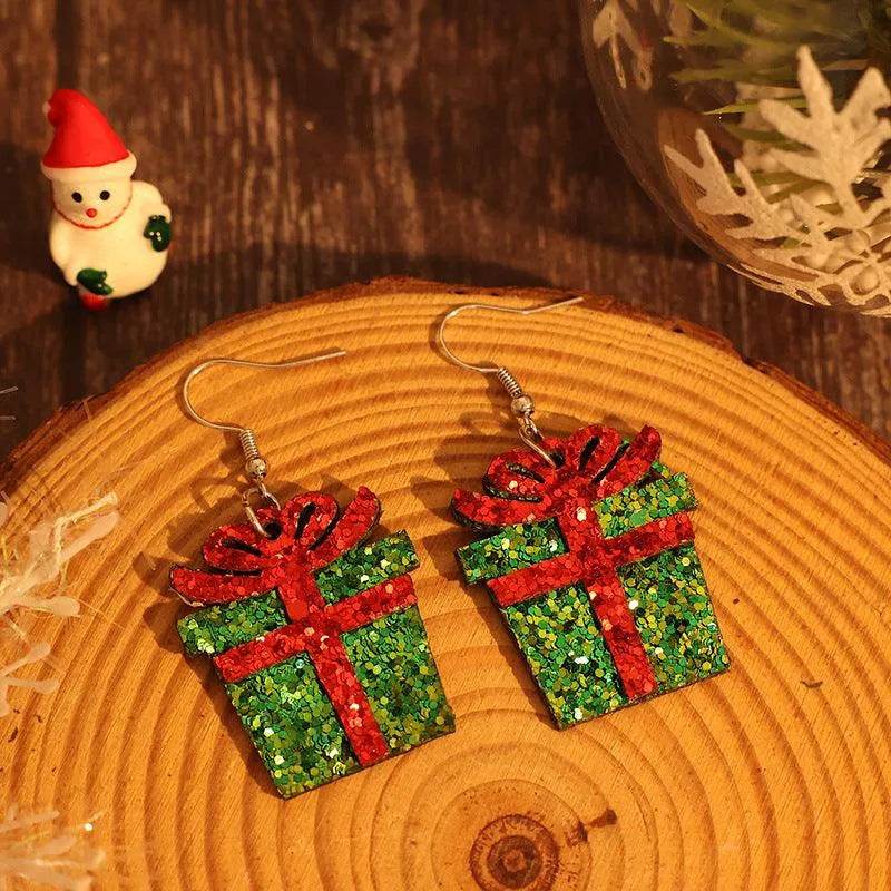 Sequin Gift Box PU Leather Earrings - Bona Fide Fashion