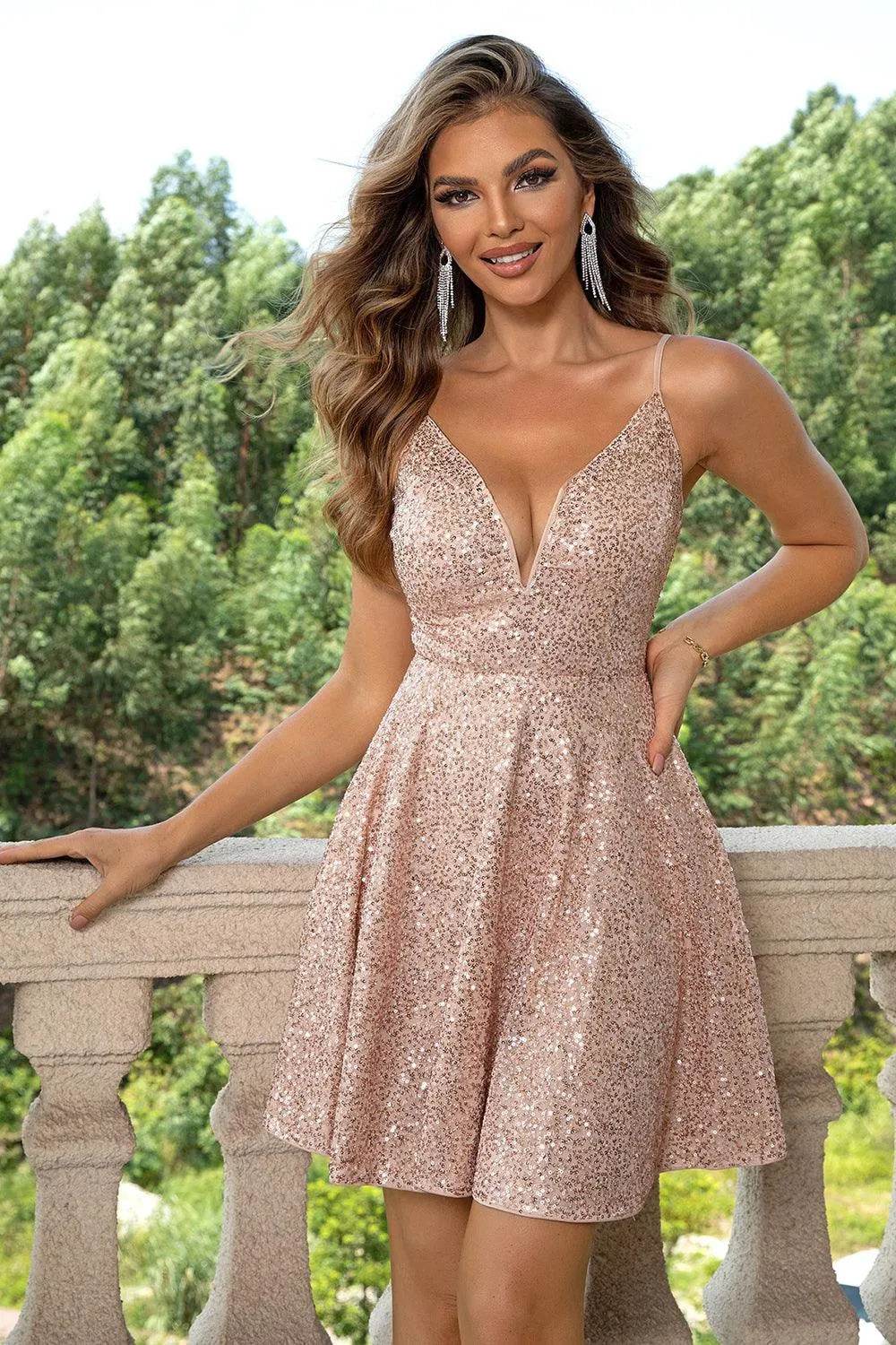 Sequin Spaghetti Strap Dress - Bona Fide Fashion