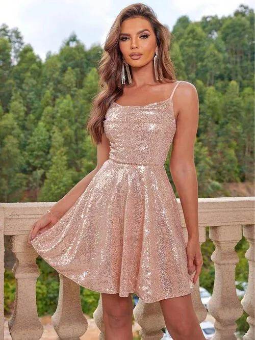 Sequin Tie Back Cami Dress - Bona Fide Fashion