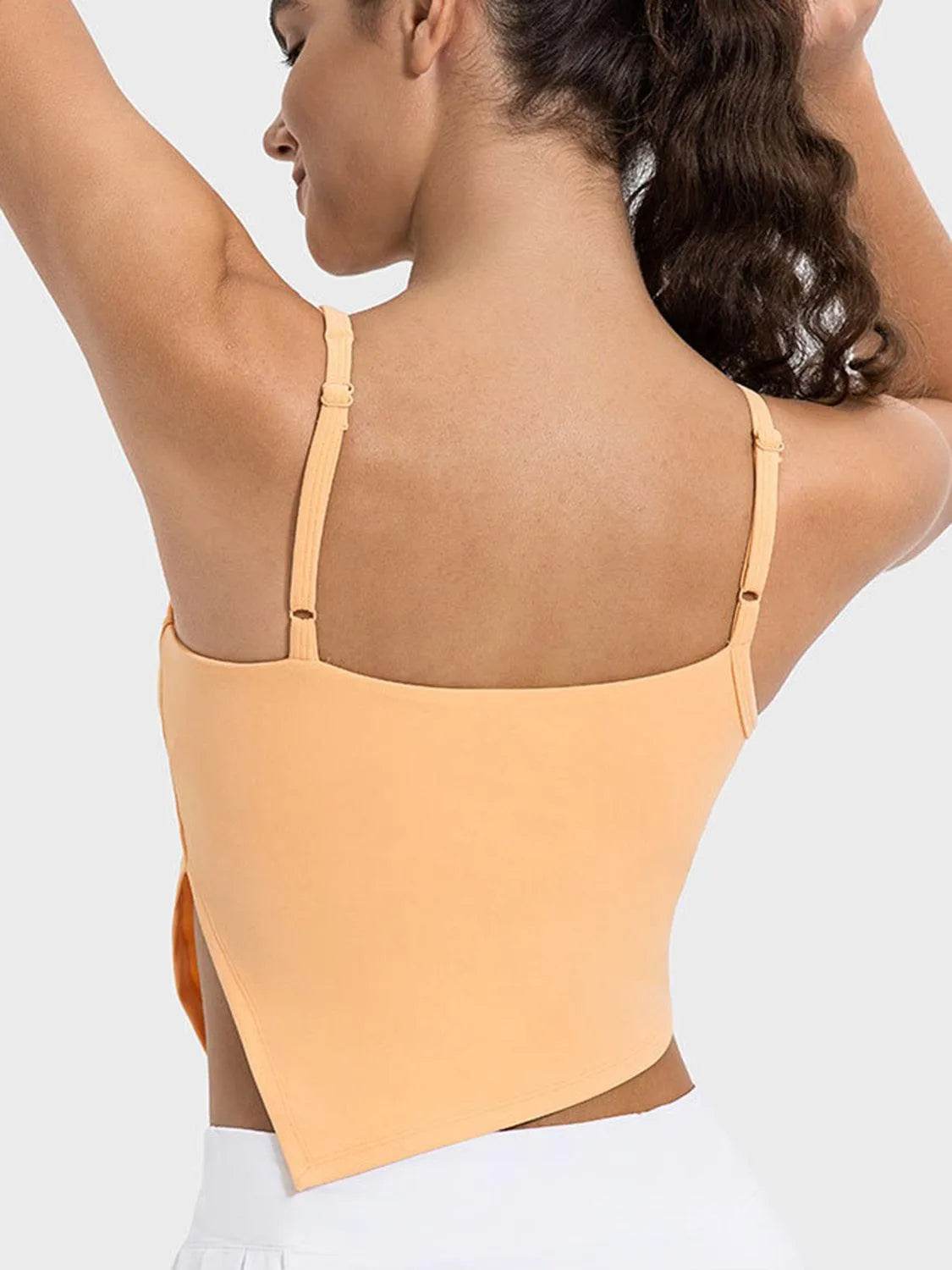 Slit Asymmetrical Neck Active Cami – Trendy Workout Tank Top for Women - Bona Fide Fashion