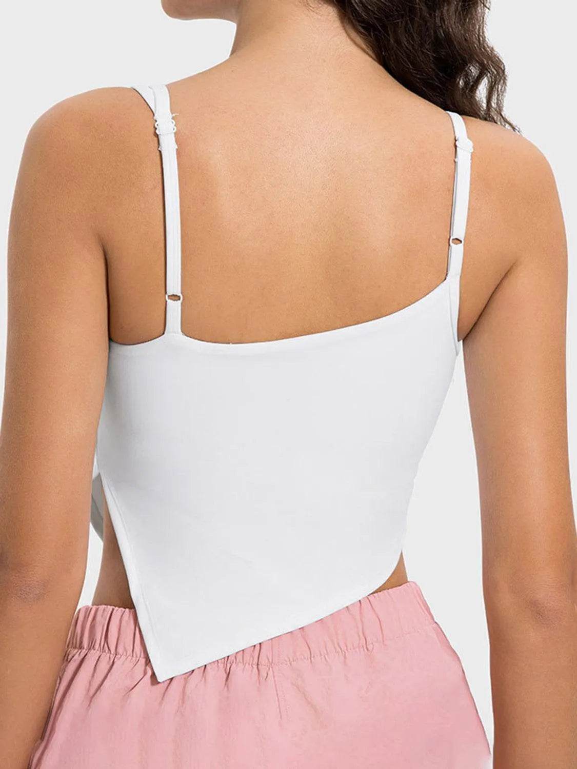Slit Asymmetrical Neck Active Cami – Trendy Workout Tank Top for Women - Bona Fide Fashion