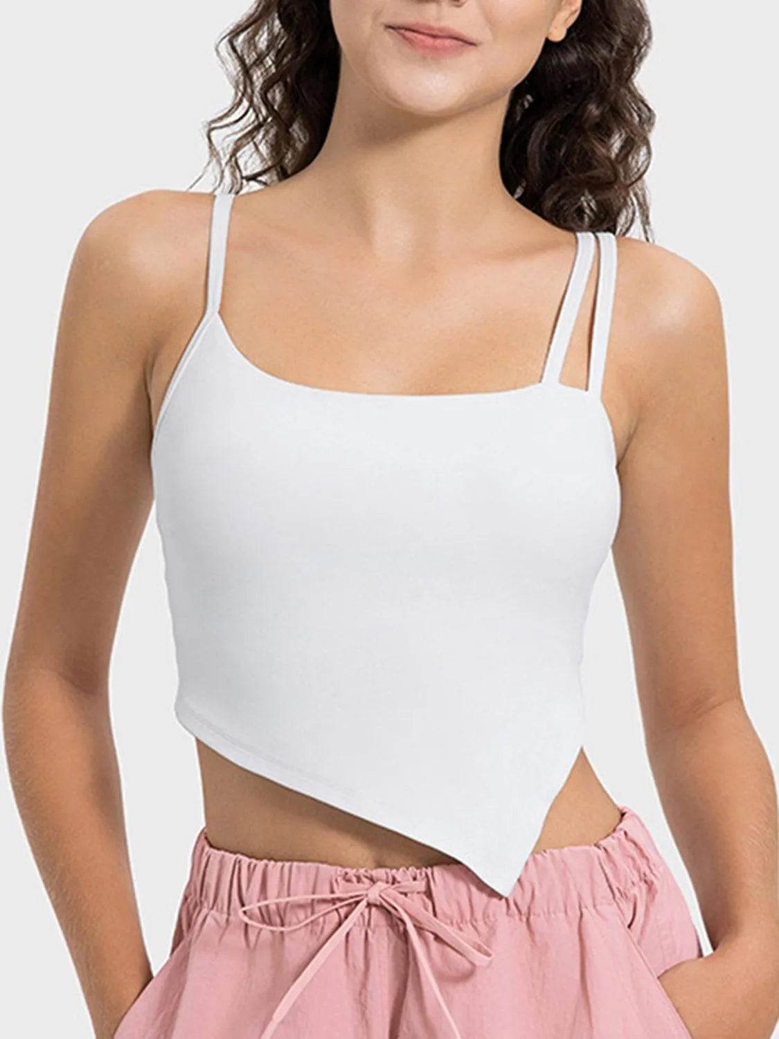 Slit Asymmetrical Neck Active Cami – Trendy Workout Tank Top for Women - Bona Fide Fashion