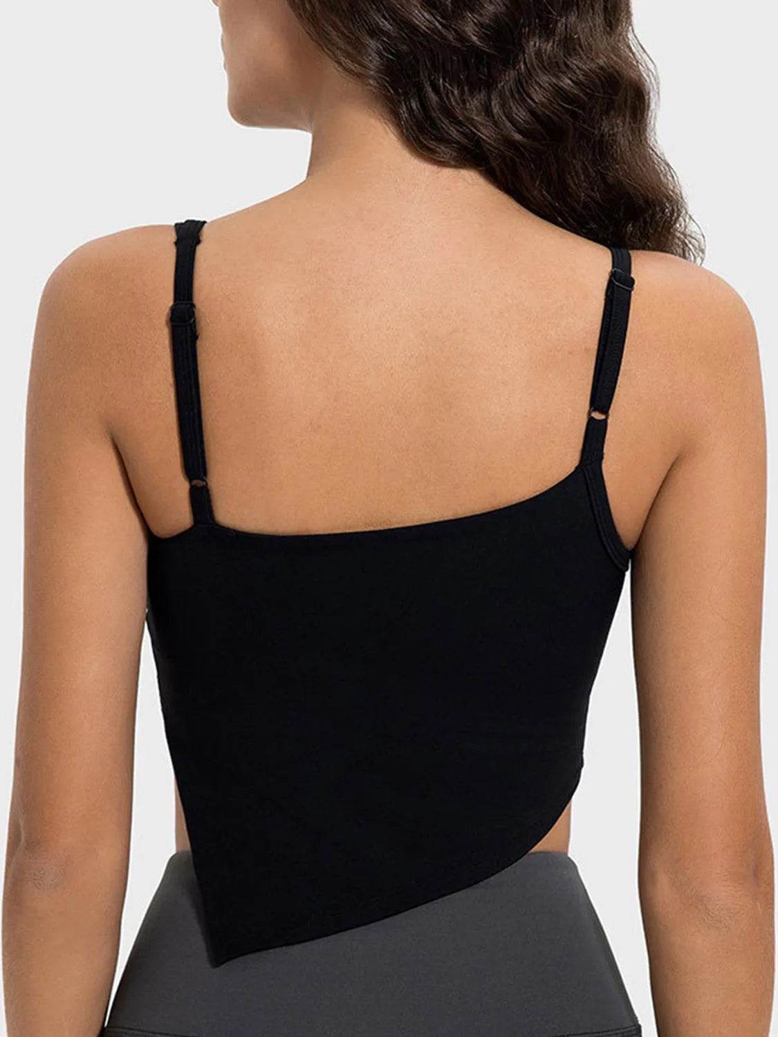 Slit Asymmetrical Neck Active Cami – Trendy Workout Tank Top for Women - Bona Fide Fashion