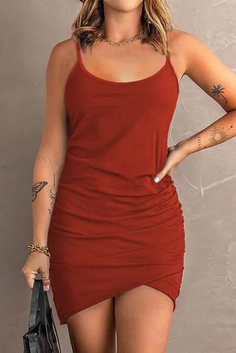 Spaghetti StrapRuched Mini Dress - Bona Fide Fashion
