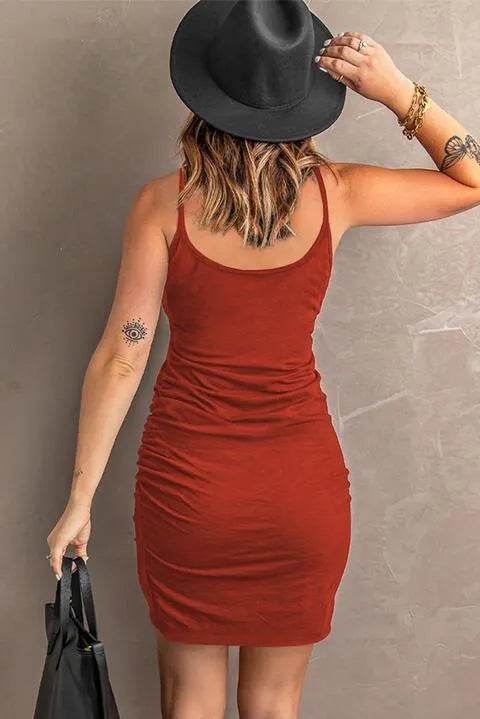 Spaghetti StrapRuched Mini Dress - Bona Fide Fashion