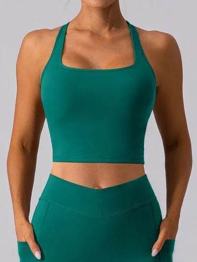 Square Neck Racerback Cropped Tank - Bona Fide Fashion