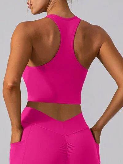 Square Neck Racerback Cropped Tank - Bona Fide Fashion