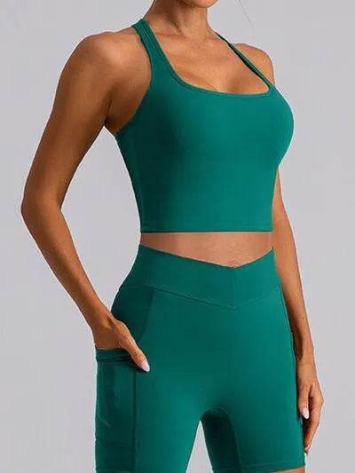Square Neck Racerback Cropped Tank - Bona Fide Fashion