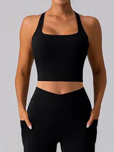 Square Neck Racerback Cropped Tank - Bona Fide Fashion