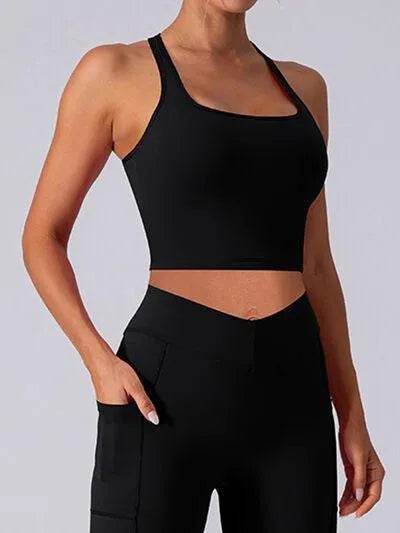 Square Neck Racerback Cropped Tank - Bona Fide Fashion