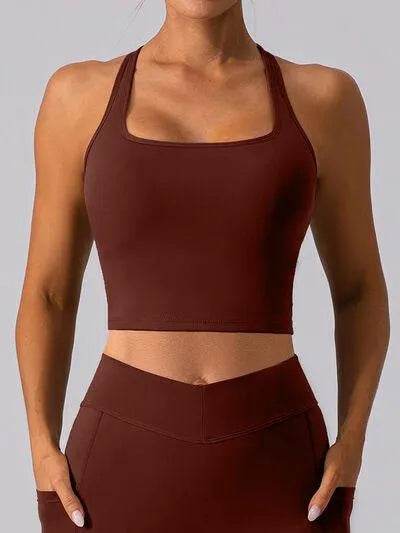 Square Neck Racerback Cropped Tank - Bona Fide Fashion