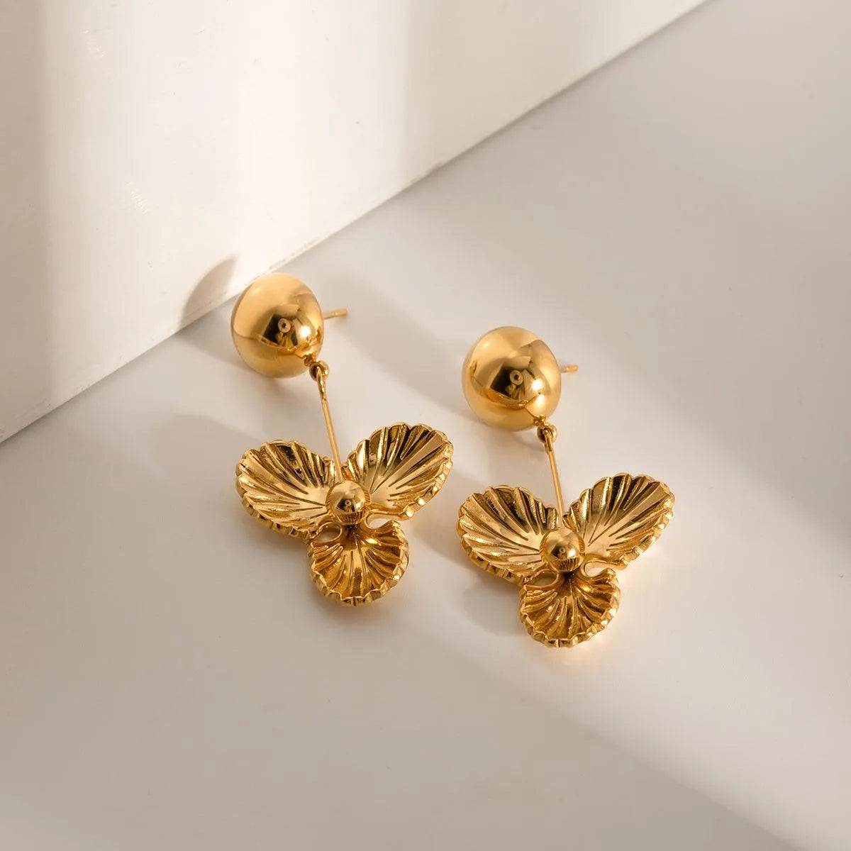 Stainless Steel Flower Dangle Earrings - Bona Fide Fashion
